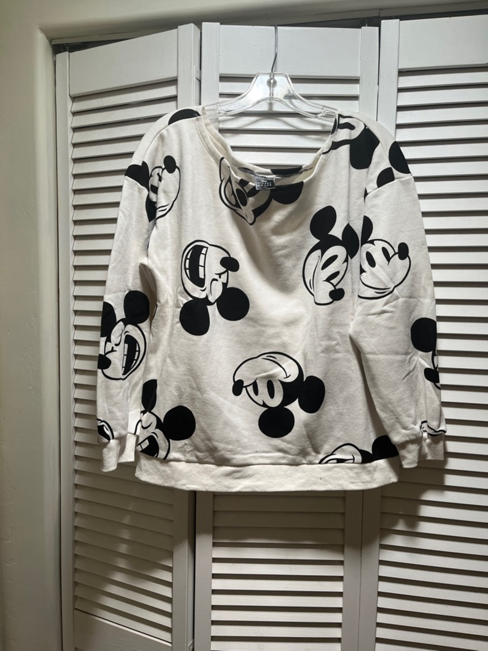 Disney Mickey Mouse Black on Cream Graphic off the shoulder Pullover